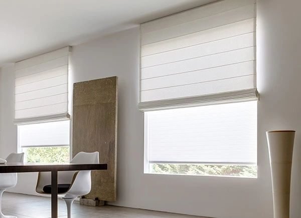 Hunter Douglas Cascade Roman Shades in an elegant Tampa Bay home — installed by Accolade Interiors