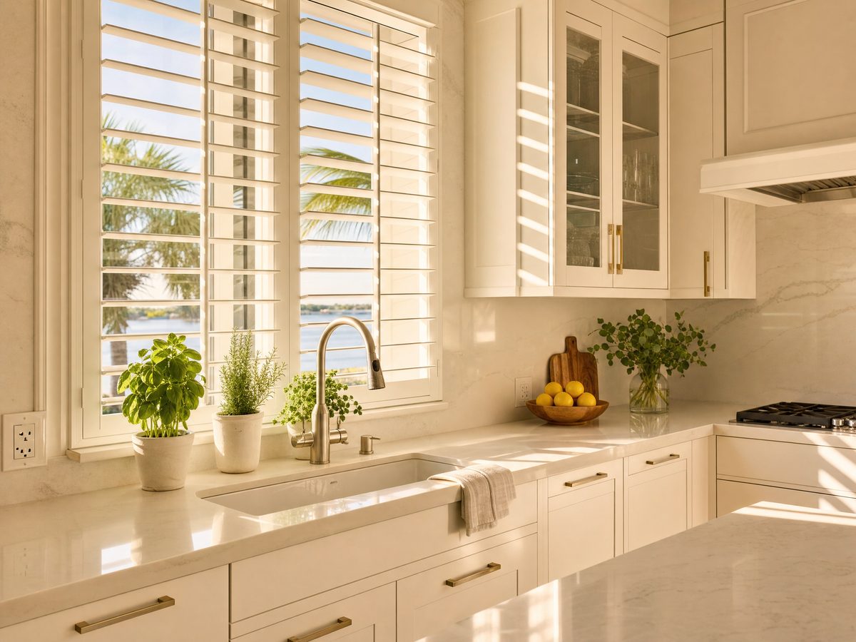 Window treatments in a Tampa Bay kitchen