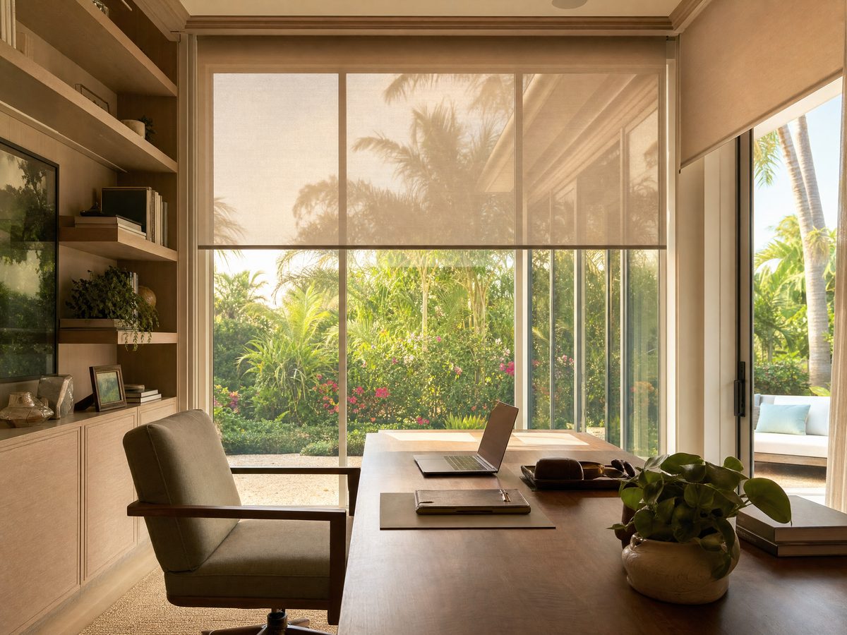 Window treatments in a Tampa Bay home office