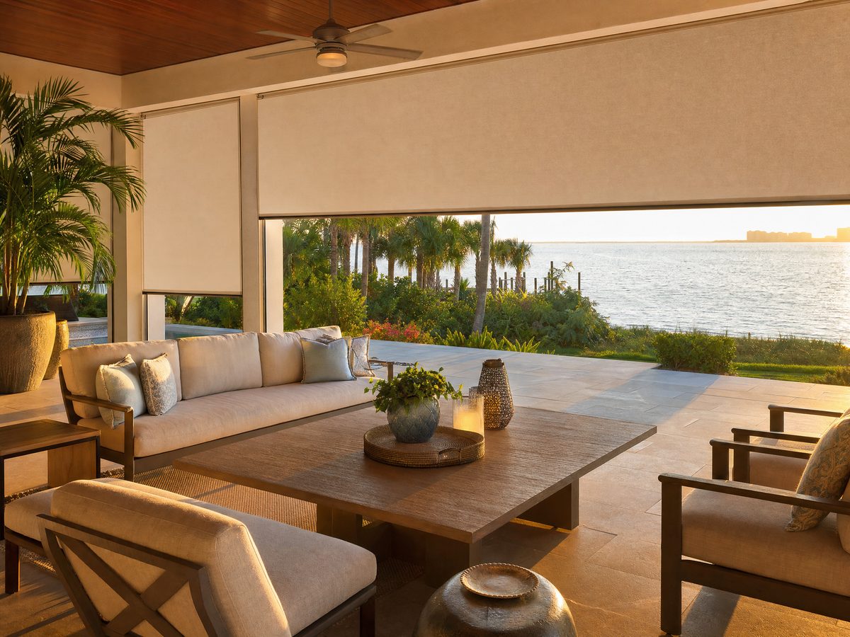 Sheer shadings in a Tampa Bay Florida outdoor living area