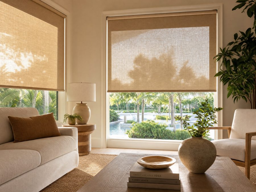 Roller shades in a modern Tampa Bay home